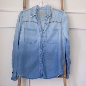 Vintage GUESS Denim Long Sleeve Shirt with Studs XS